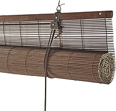 STORESDECO Natural Bamboo Roller Blinds for Inside Bamboo Canes for Doors and Windows Dark Brown 150 x 175 cm