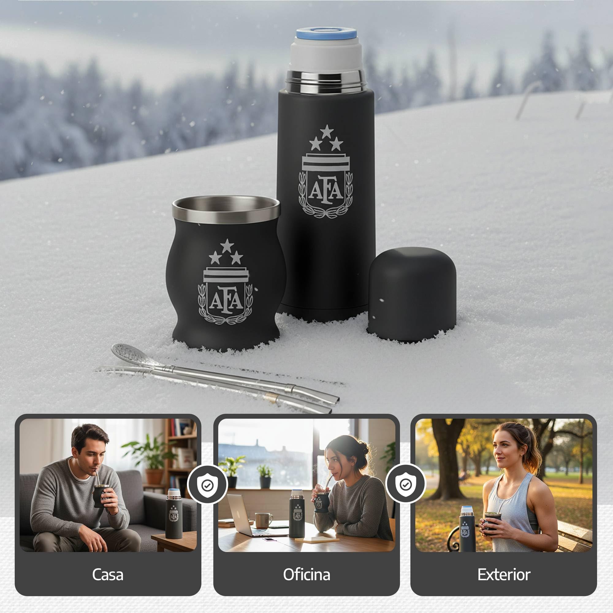 Aurum® Mate Argentino, Yerba Mate, Vajillas Completas Modernas, Te Matcha Kit, Bombilla, Yerba Argentina, Taza Calabaza, Termo Mate (D10S)