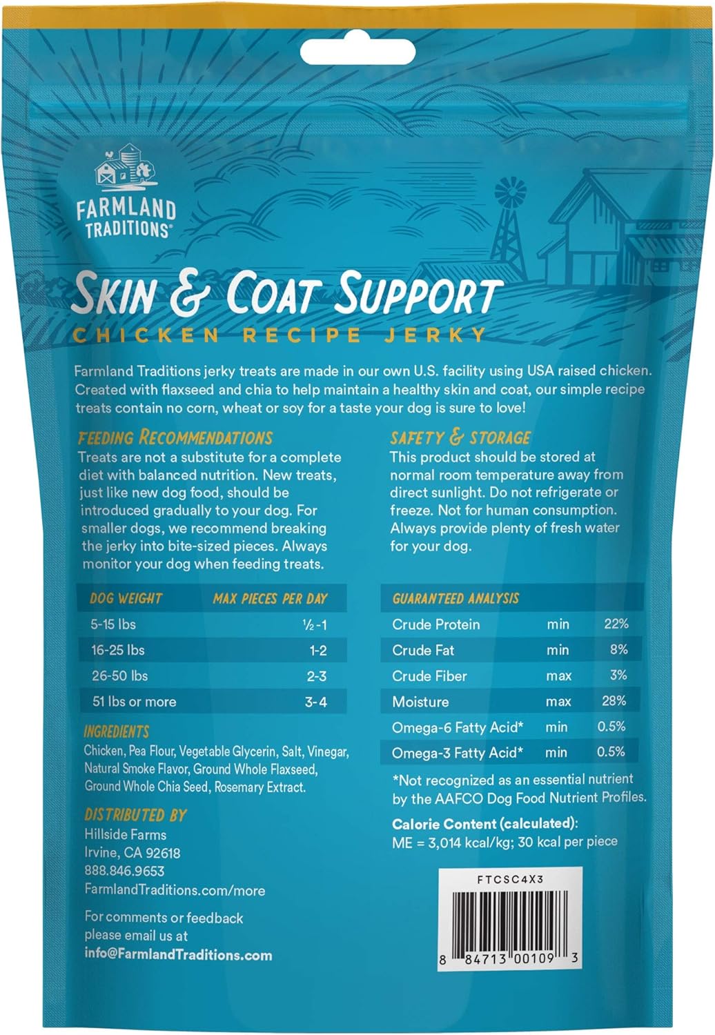 Farmland Traditions Skin & Coat Chicken Recipe Dog Jerky (14 Ounce) (Pack of 2)
