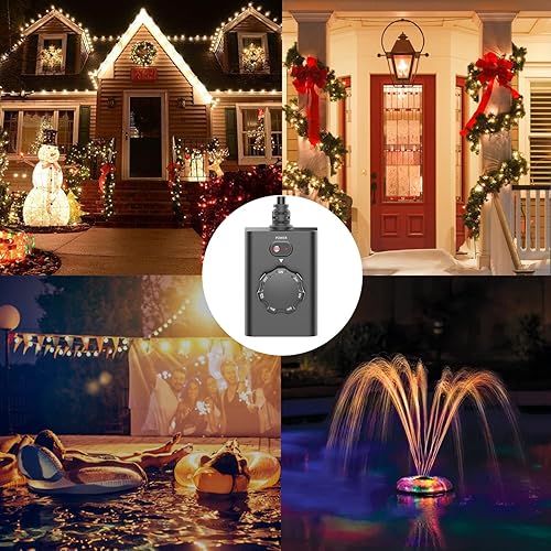 Miniatura 7 de New One Temporizador con sensor de luz para exteriores, impermeable, temporizador de atardecer a amanecer, 2 tomas de tierra, interruptor de enchufe