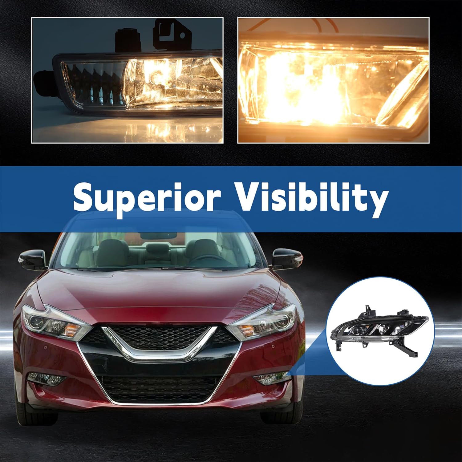 Silscvtt 2Pcs Fog Lights Assembly Replacement for Maxima 2016-2019 Driver & Passenger Side