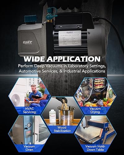 Miniatura 6 de Orion Motor Tech Bomba de vacío, bomba de vacío de una sola etapa HVAC de 3.5 cfm 14 hp para R12 R22 R134a R410a R502, kit de bomba de vacío de CA