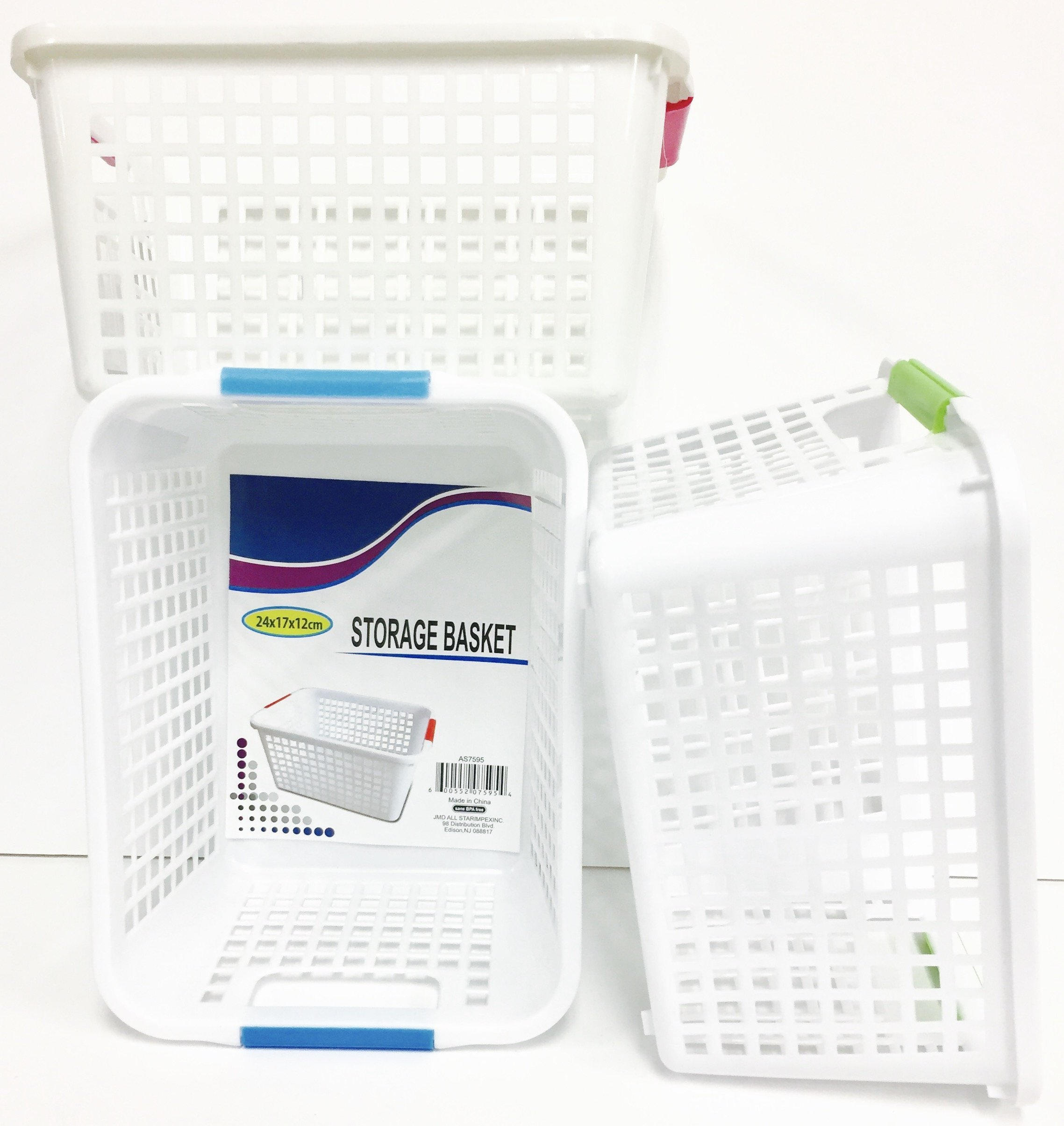 Starpacks Classroom Storage Baskets with Colored Handles, Office Fun and Office Stationery, 3 Piece