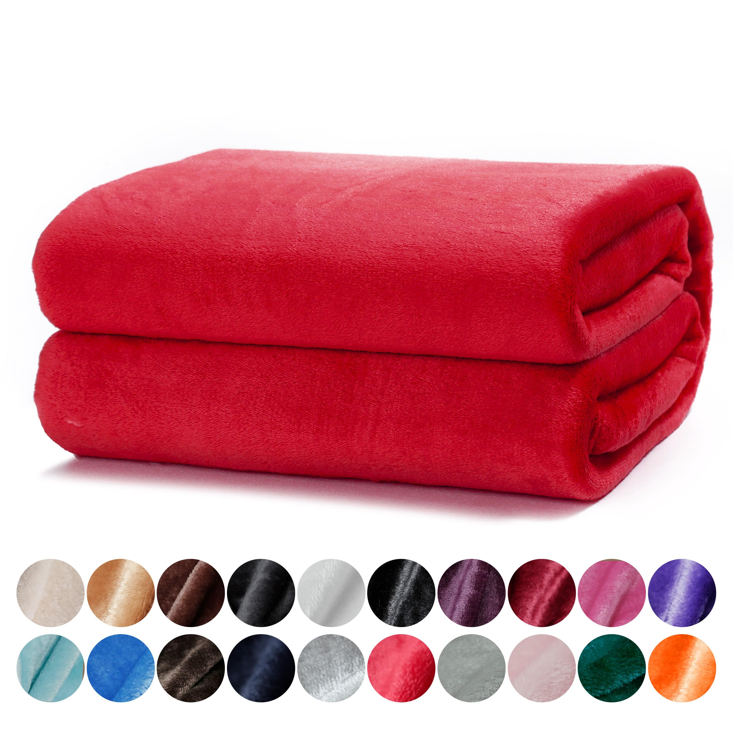 DALINA Textil - Manta para Sofá Grande 220x240cm - Manta Cama 135-150, Sobrecama - Manta Terciopelo Ligera para Sofá, Cama, Viaje, Sala de Estar (Rojo NARANJADO)