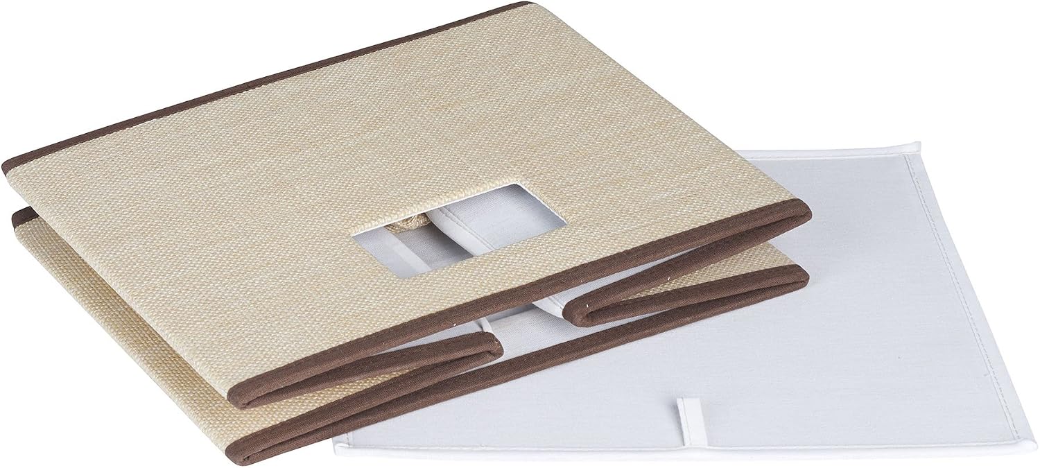 Household Essentials Open Storage Bin with Cutout Handles, Oatmeal, Single Unit