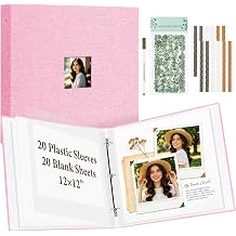 HAUTOCO 12x12 Scrapbook Photo Album, 3-Ring Binder with Linen Cover