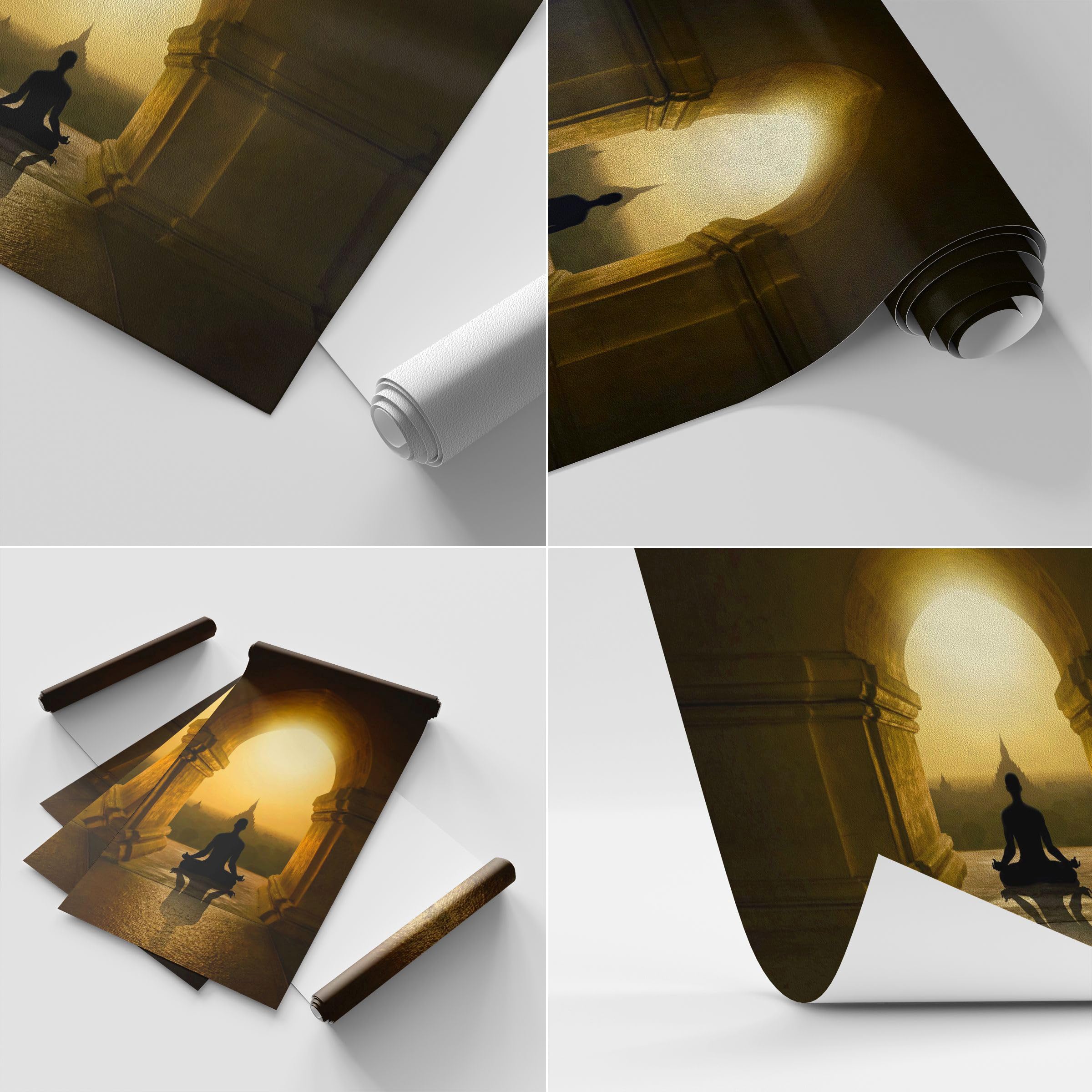 Carta da Parati Vinile in TNT 150x105 cm Architettura Cultura - 4474 - WF2 | Meditazione Tempio Ombra Premium Sand Fotomurale Moderno Decorazione da Parete Murale da Parete Per Soggiorno ARTTOR