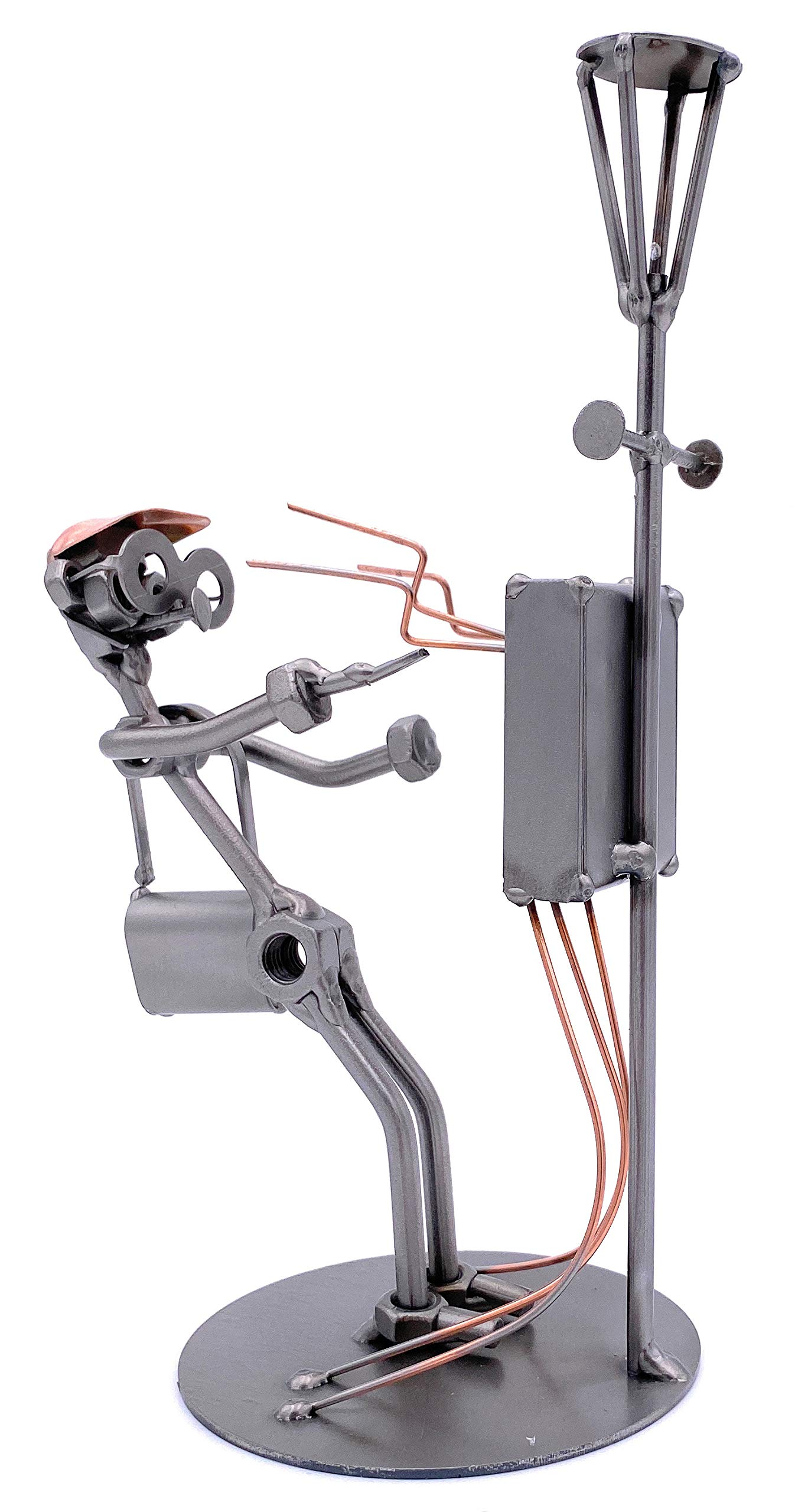 STEEMO Schraubenmännchen Elektriker Handwerker Geschenk Metall-Deko 13x12x24 cm