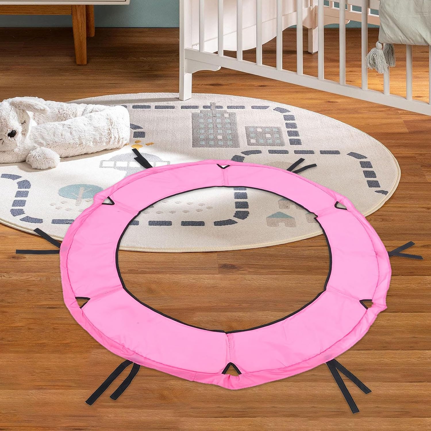 Toddmomy Round Trampoline Replacement Pad: 5ft Shock Absorbing Thick Sponge Frame Cover - Trampoline Non-Slip Secure Wrap for Outdoor Backyard Indoor Activity