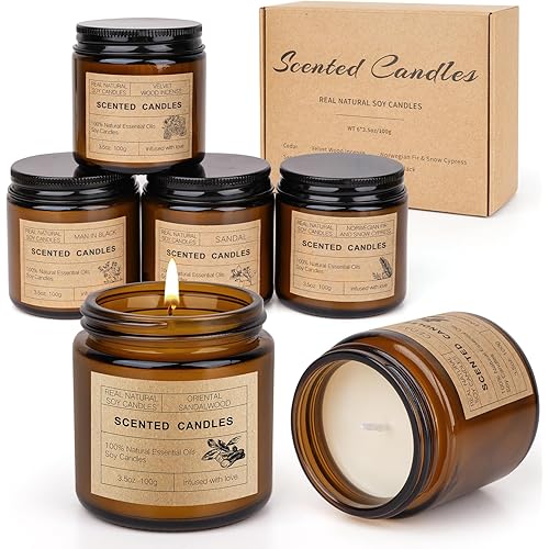 6 Pack Candles for Home Scented | Scented Candles Gifts Set for Women Men, Soy Wax Long Lasting Candle Set, Aromatherapy Jar Candle Gift for Birthday Valentine Thanksgiving Christmas Day Present