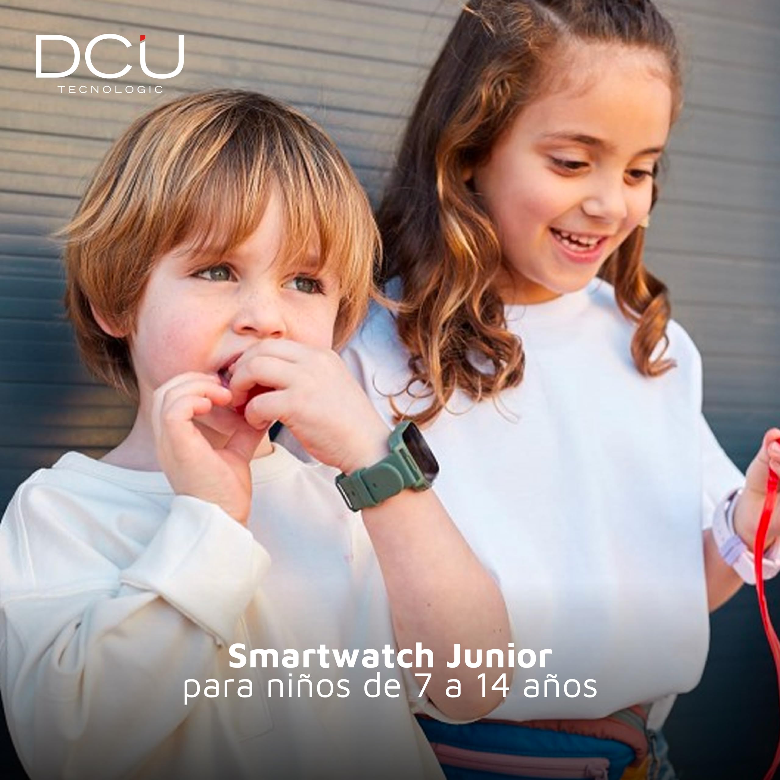 DCU TECNOLOGIC, Smartwatch Junior, Reloj Inteligente Niños, Apto para niños de 7 a 14 años, Pantalla táctil de 1,44", Más de 100 diseños de Pantalla Disponibles, Color Verde Militar