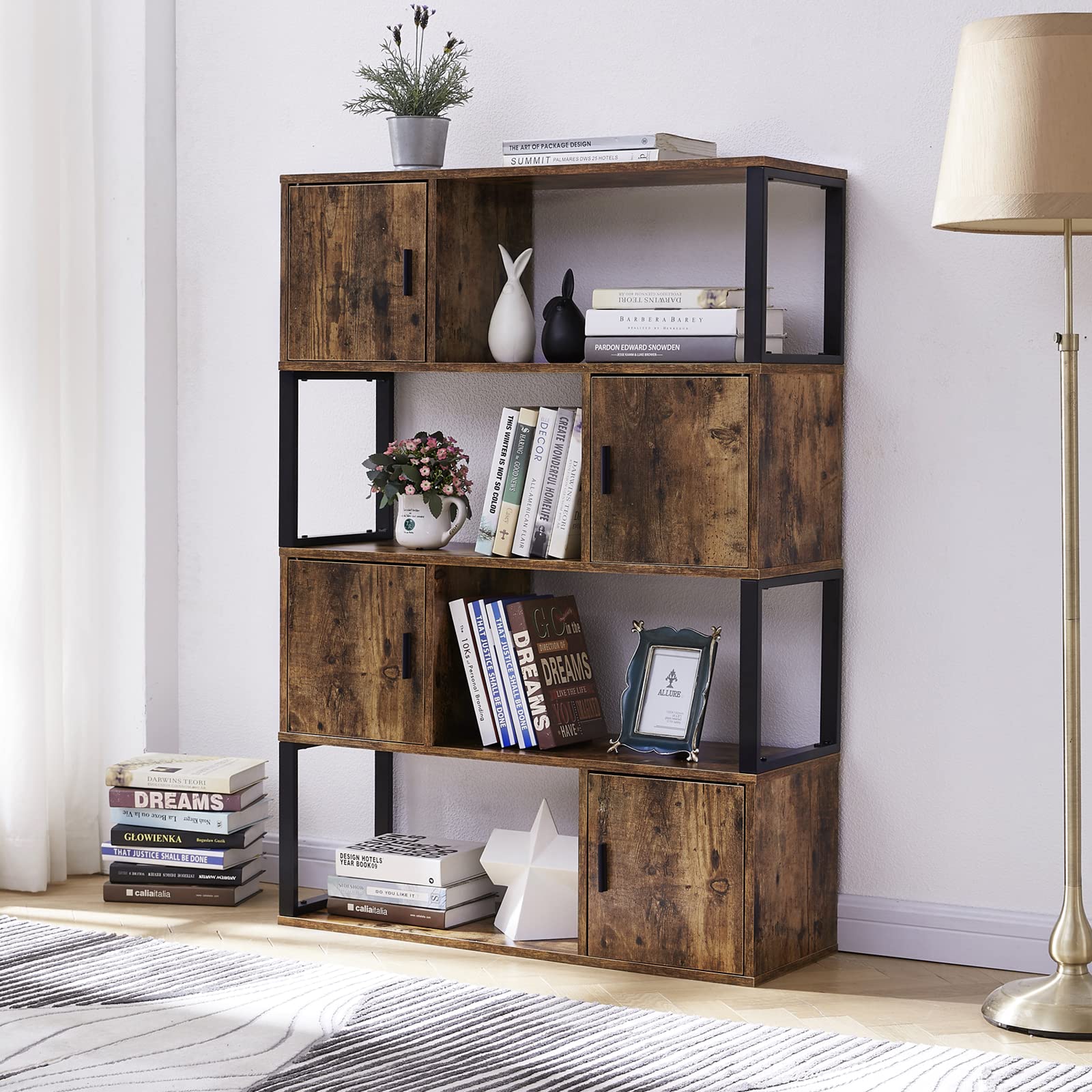 VASAGLE Cube Storage Organizer 4Tier Bookshelf Bookcase With