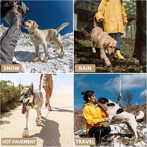 Miniatura 3 de Hcpet Botas transpirables para perros para pavimento caliente, resistentes al calor con correas reflectantes, protectores de patas para cachorros al