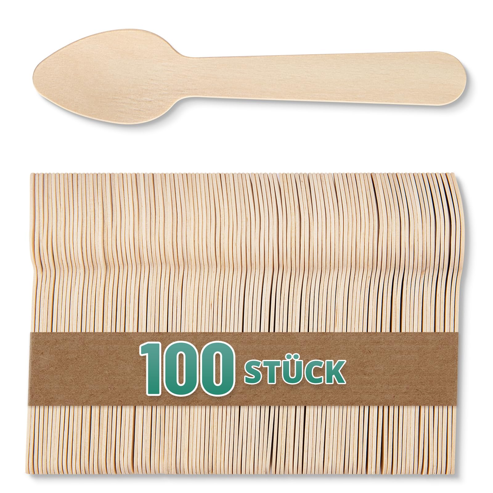 100 Holzlöffel – 11 cm Einweglöffel aus Birkenholz – Für Kaffee, Tee & To-Go-Getränke – Kompostierbar, Lebensmittelecht & Plastikfrei – Kaffee Zubehör & Kaffeebar Bedarf