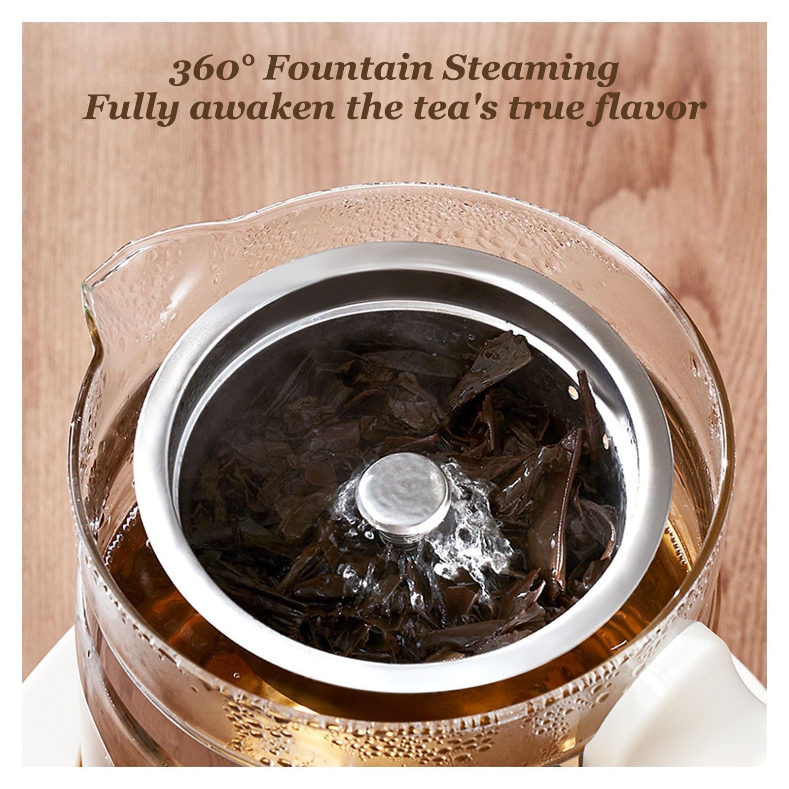 Tetera eléctrica de 1,3 L, hervidor de cristal táctil inteligente, temperatura constante de 72 horas, olla saludable multifunción completamente automática para té, café