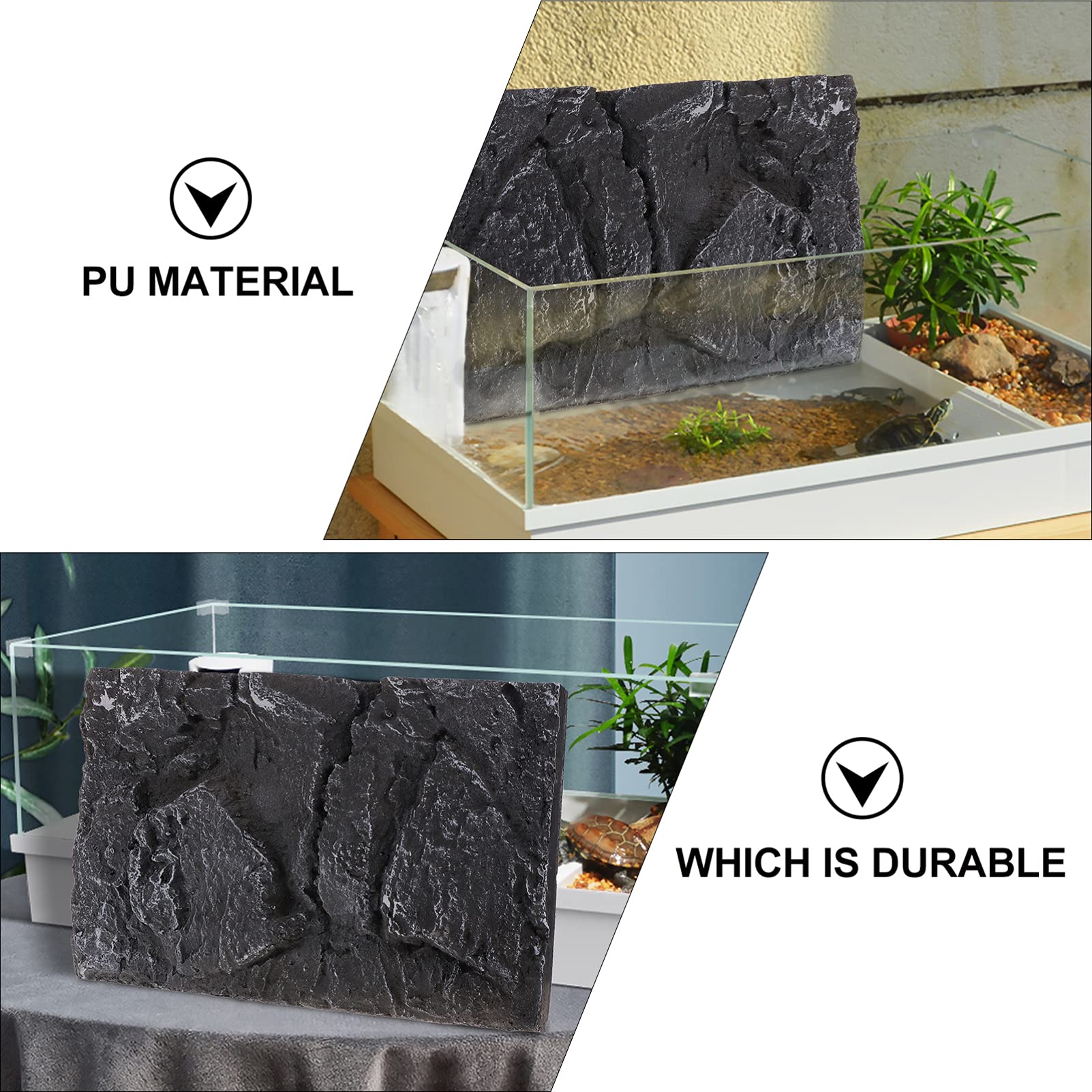 Alipis 3D Pu Material Turtle Tank Background Board Reptile Habitat Decor 17.7X11.8 Inch Aquarium Wall Mounted Terrarium Backdrop - Image 2