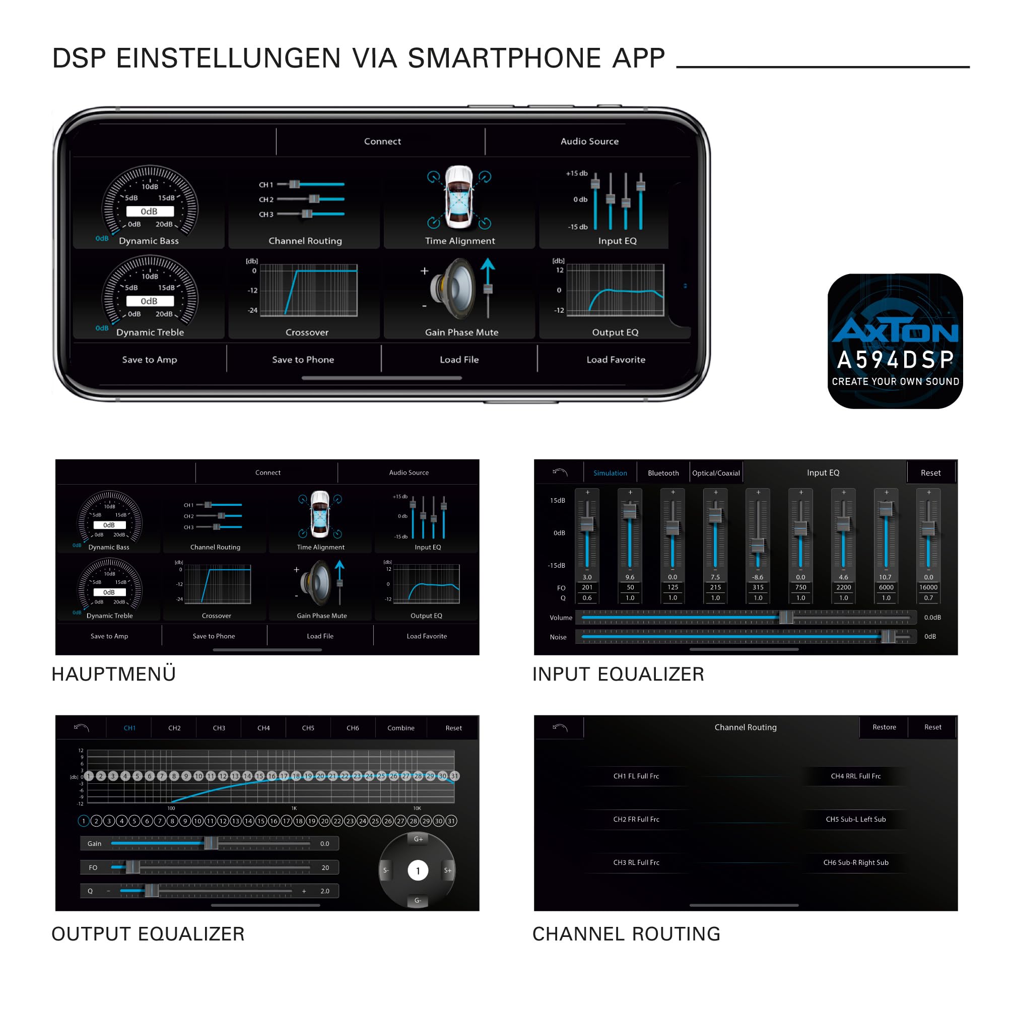 Axton A594DSP | 6 Kanal DSP-Verstärker 4x150 Watt Hi-Res fähig