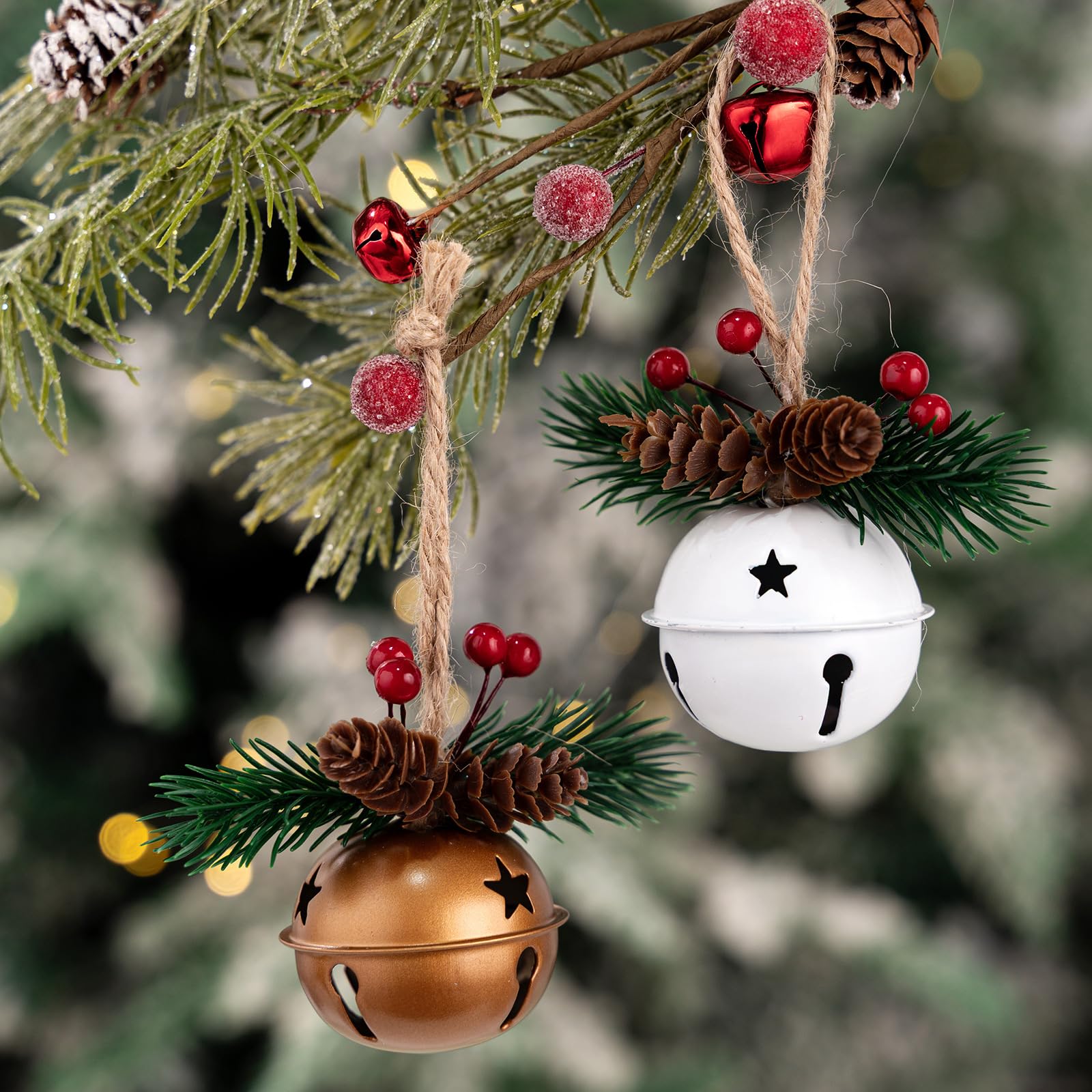 4 decorazioni natalizie da appendere alla porta, per albero di Natale per interni ed esterni, decorazioni per albero di Natale, campane