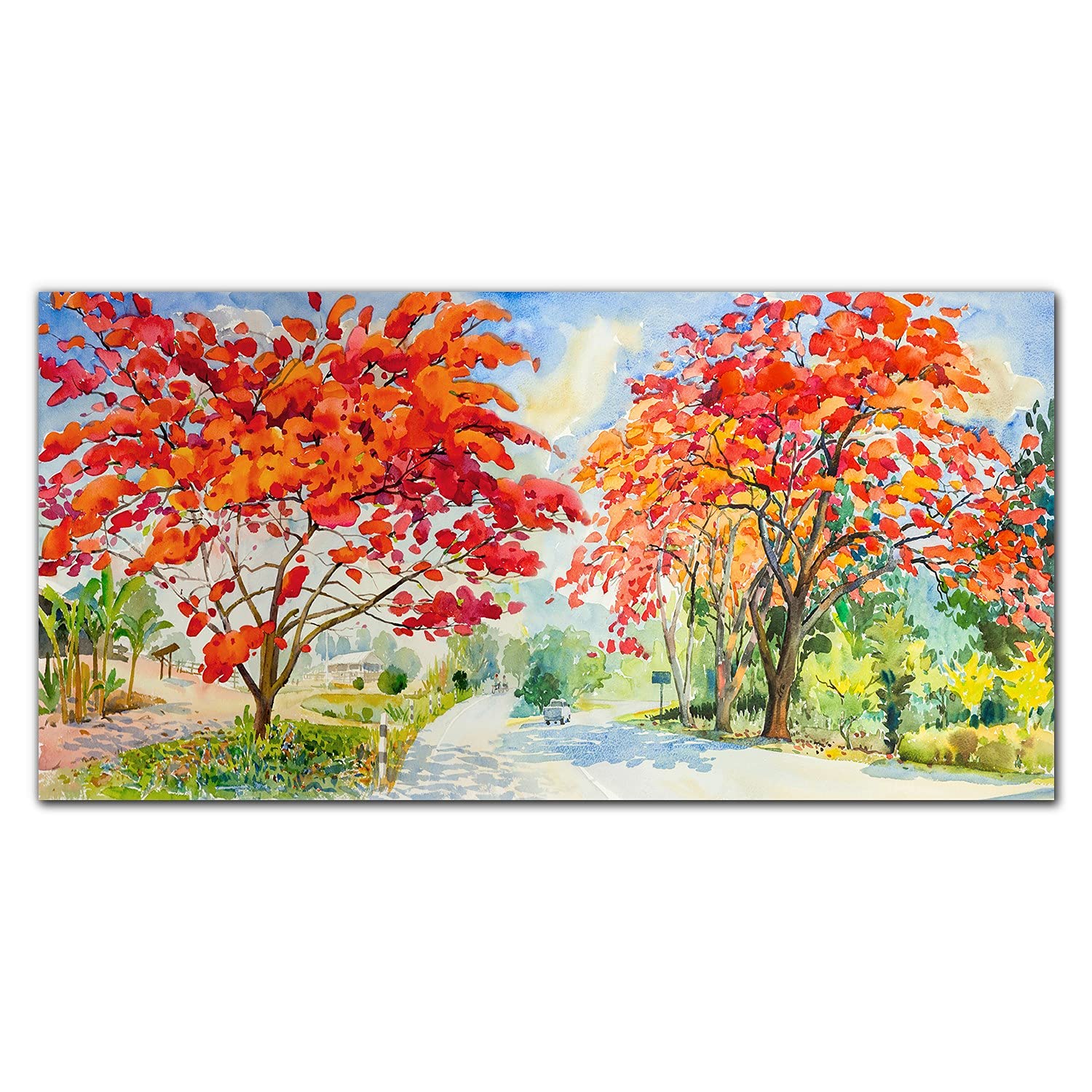 Crédence de cuisine adhésive murale 120x60 protection dosseret verre arbre