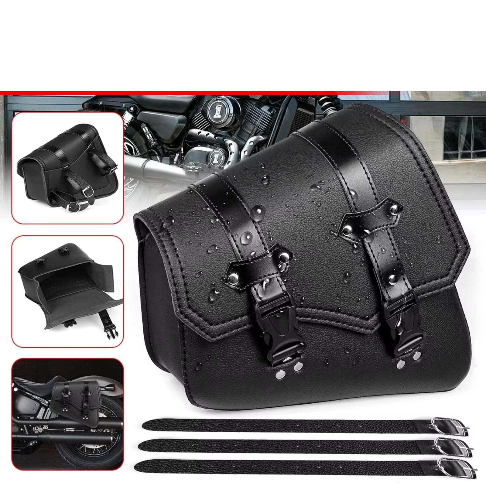 Borse Laterali Universali Moto Borsa Attrezzi Laterale Sella Bagagli In PU Nera Riporre Gli Accessori Ricambio Parti Sacche Moto