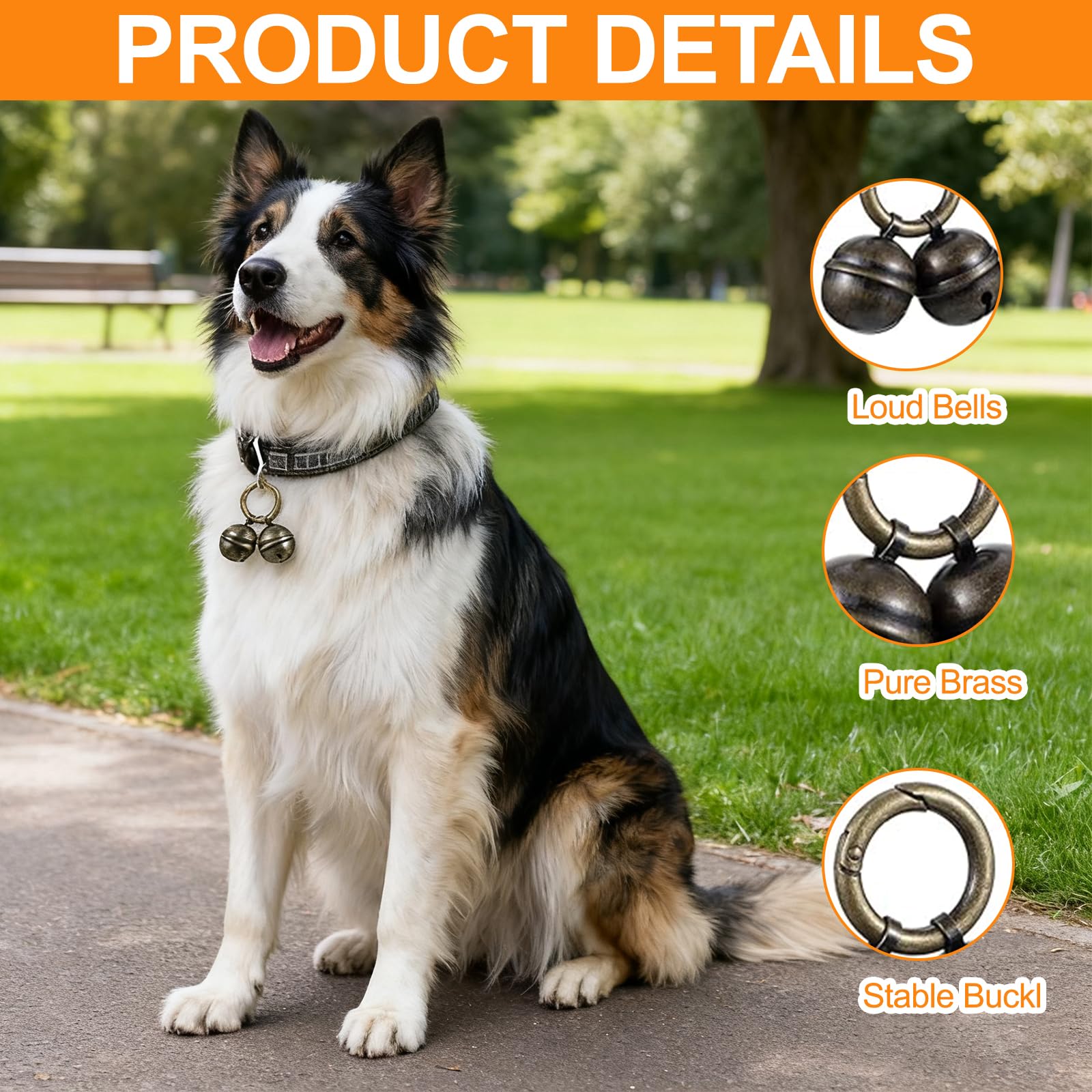 lrgnixs 2 Sets Bell for Dog Collar Cat Bell for Pet Tracking Extra Loud Dog and Cat Bells for Collar Copper Bells with Quick Clips (Vintage Bronze) - Image 4