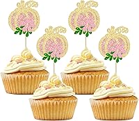 Vista 14 de 24 piezas de calabaza revelación de género para cupcakes con purpurina de calabaza pies de bebé, selecciones de cupcakes para niños o niñas
