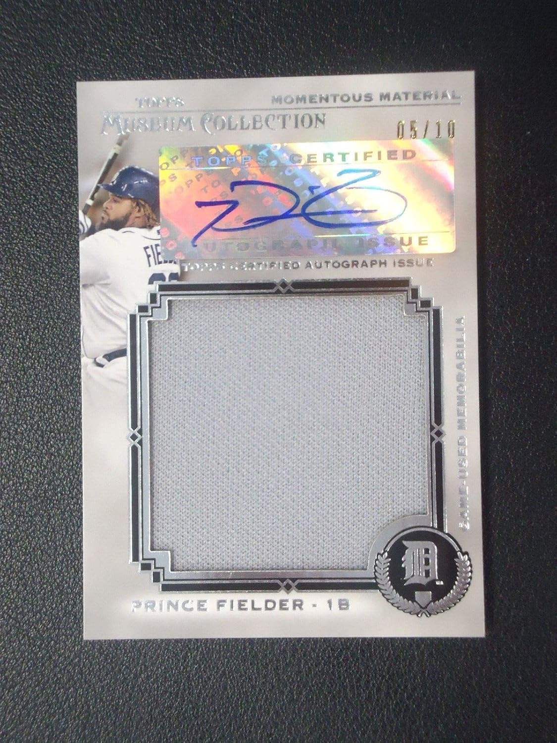 Prince Fielder 2013 TOPPS MUSEUM COLLEC. MOMENTUS MATERIAL 5/10 Card #MMJARPF3 - Slabbed Baseball Cards