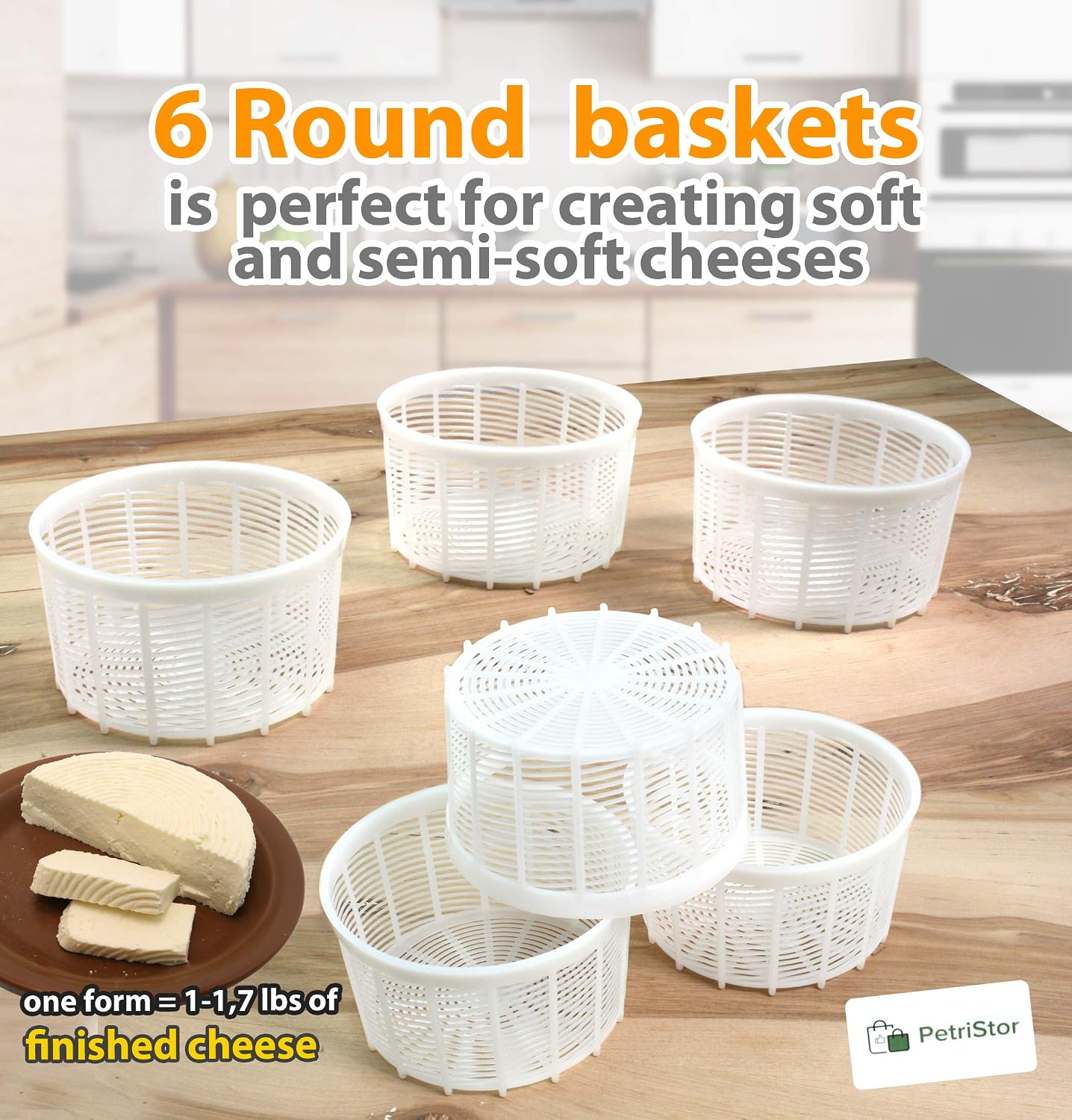 6 pcs Soft Cheese Mold for Cheese Making 1.25QT - Small Cheese Mold - Homemade Cheese Making Supplies - Cream Cheese Form Mold - Molde Para Queso Fresco Casero - Feta Ricotta Cheese Making Basket