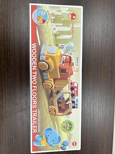 Miniatura 14 de Toddler Car Toys for 2 3 4 5 Years Old Kids, Transport Carrier Truck Toy with 4 Wooden Vehicle, 24IN Foldable Track Trailer with Light & Sound