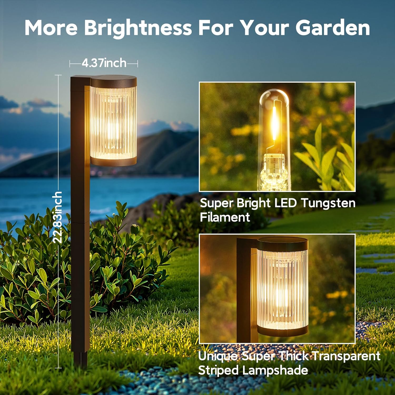 Solar Pathway Lights Outdoor Waterproof, 6 Pack 15Hrs Super Bright Warm White Solar Light for Yard, Auto On/Off Solar Garden Lights for Patio Path Landscape Lawn Driveway Walkway Lighting Decor