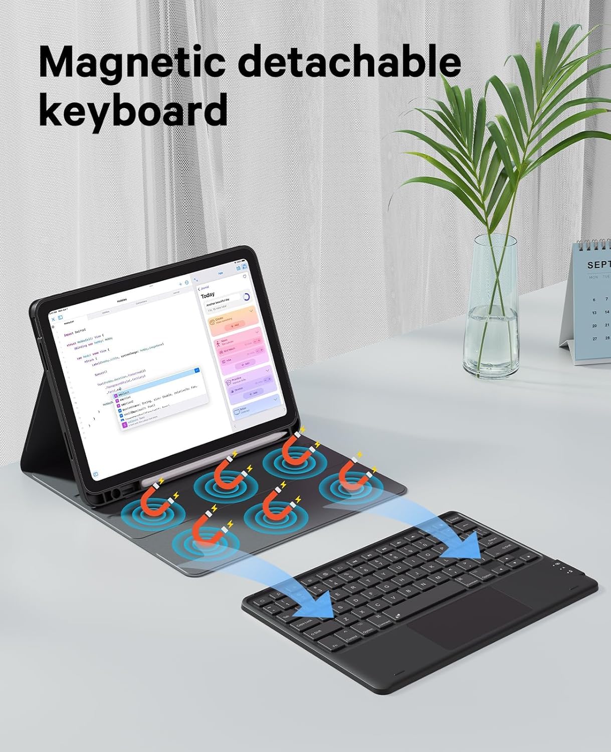 typecase Keyboard case for iPad 11 (A16, 2025) & 10th Gen with Multi Gestures Touchpad & 7-Colors Backlit, Multi Viewing Angle Stand, Pencil Slot, Magnetically Detachable Bluetooth Keyboard Cover — Amazon image 3