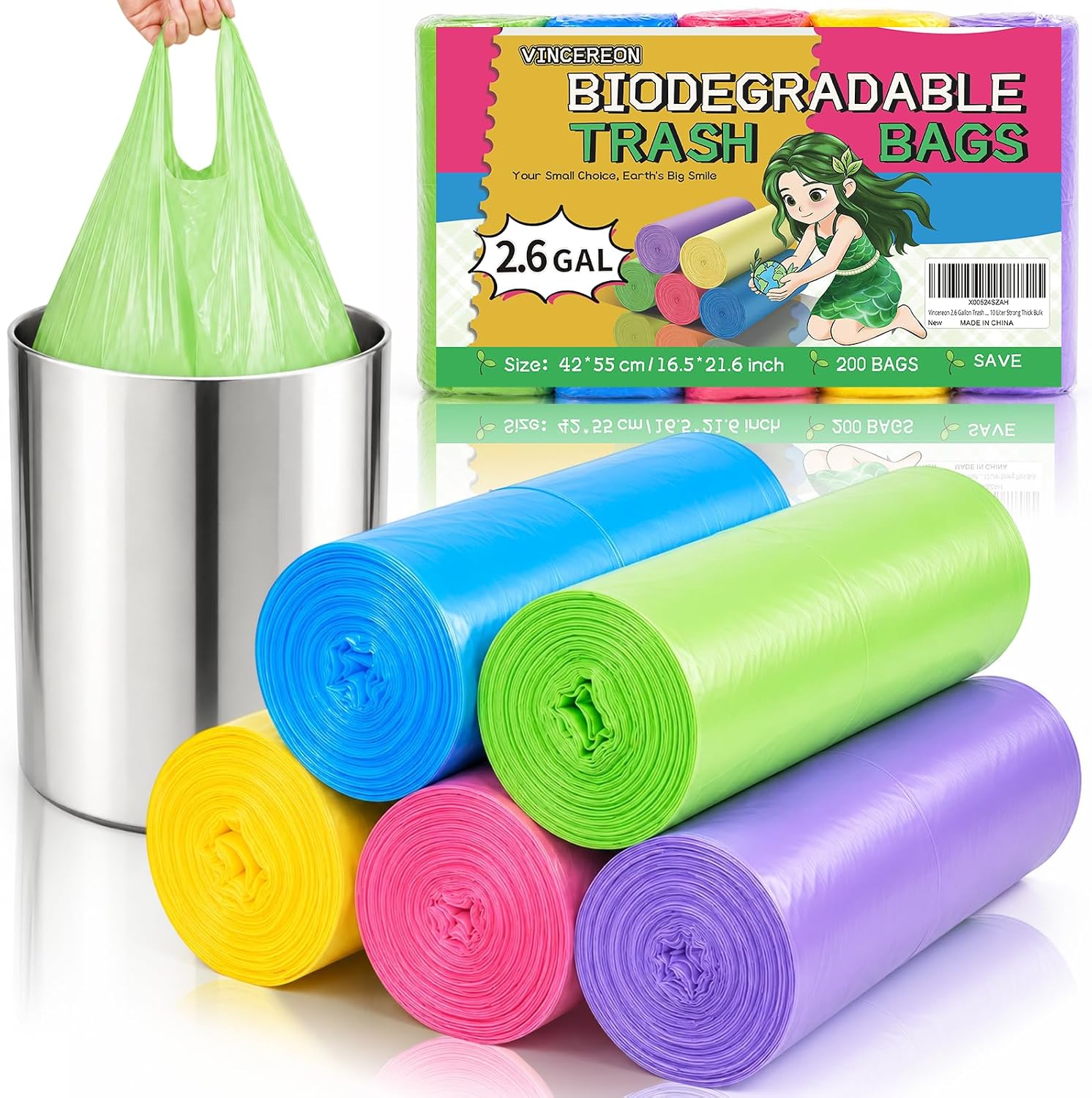 4 Gallon Small Bathroom Trash Bags Biodegradable With Handles