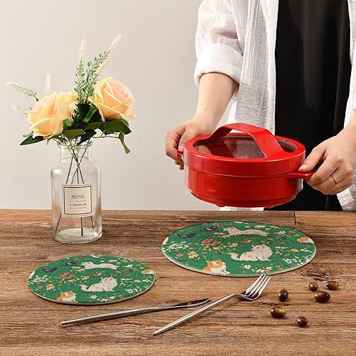 Miniatura 256 de Trivets for Hot Dishes Pots and Pans 2 PC Pot Holders Heat Resistant Cotton Round Potholders for Kitchen Countertop Decorative Autumn Maple Leaves
