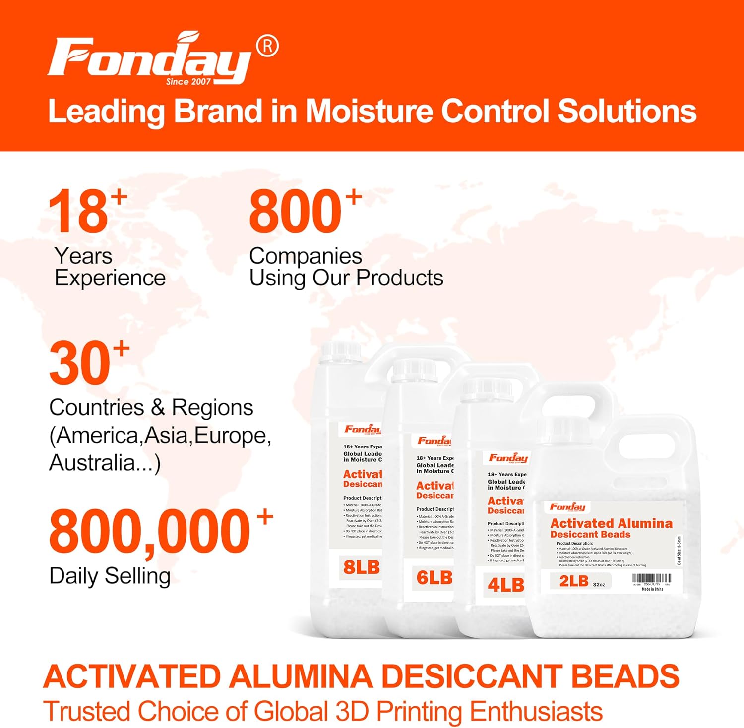 4LB Fonday Filament Drying Desiccant Activated Alumina More Powerful Rechargeable Dehumidifiers Moisture Absorber | Prevent Wet Filament |