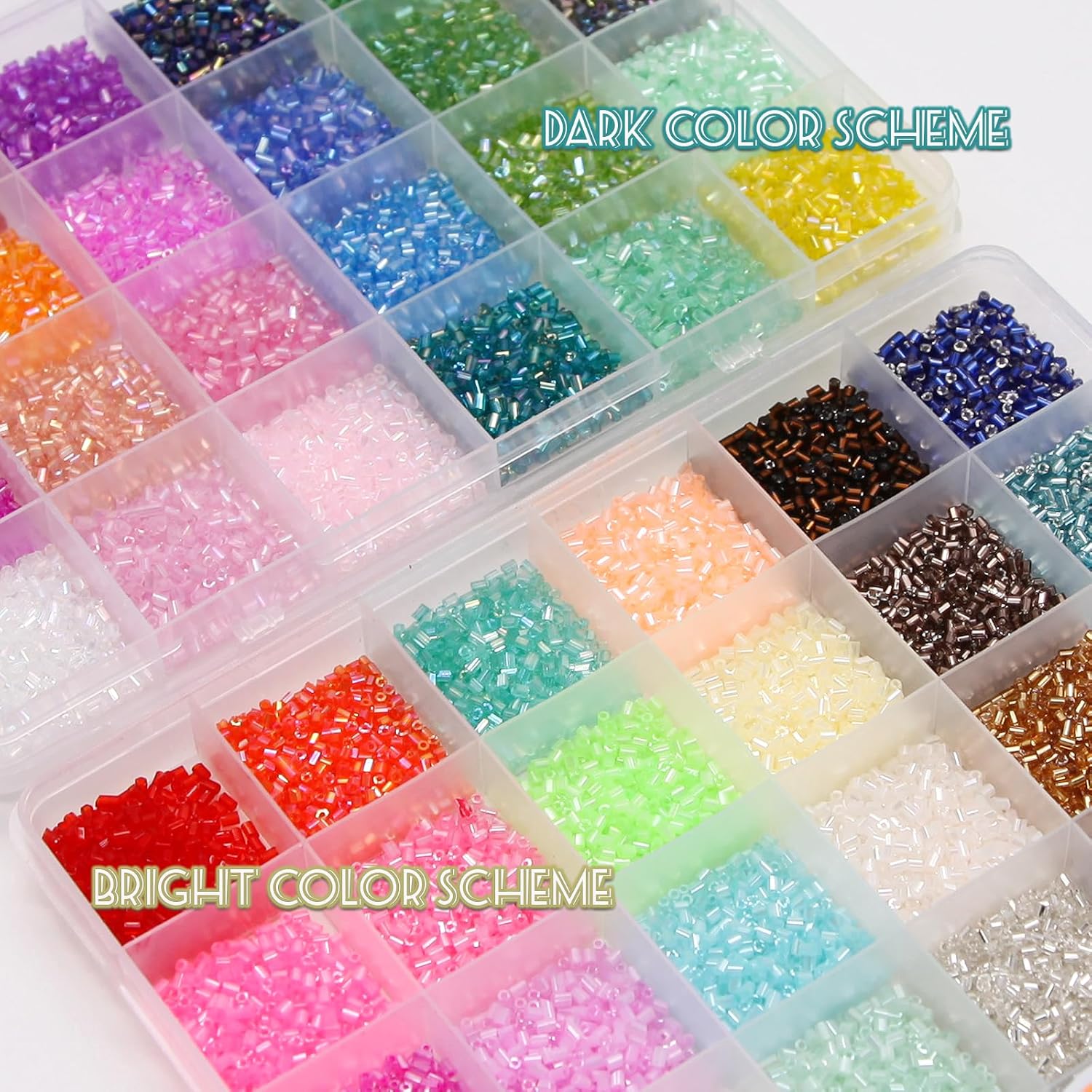 EuTengHao 16800pcs Tube Beads Kit Glass Bugle Seed Beads Small Craft Beads for DIY Crafting Jewelry Making Supplies (3mm, 350 Per Color, 48 Colors) - Image 3