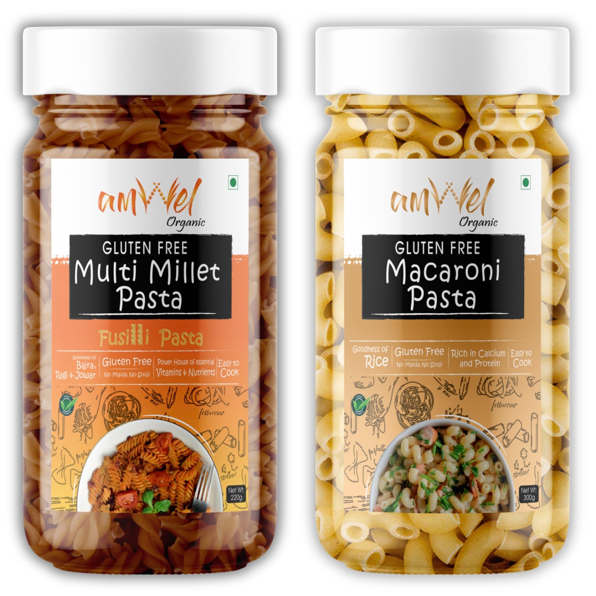 Amwel Organic Gluten Free Multi Millet Pasta 220g + Rice Macaroni Pasta 300g | Fusilli & Macaroni Pasta | No Maida No Sooji | Power of Millets (B0BQZYG2Y5) Amazon Price History, Amazon Price Tracker
