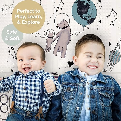 Miniatura 6 de JumpOff Jo - Alfombra de juego plegable grande para bebé, alfombra de juego de espuma segura para el tiempo boca abajo, bolígrafos de juego y niños