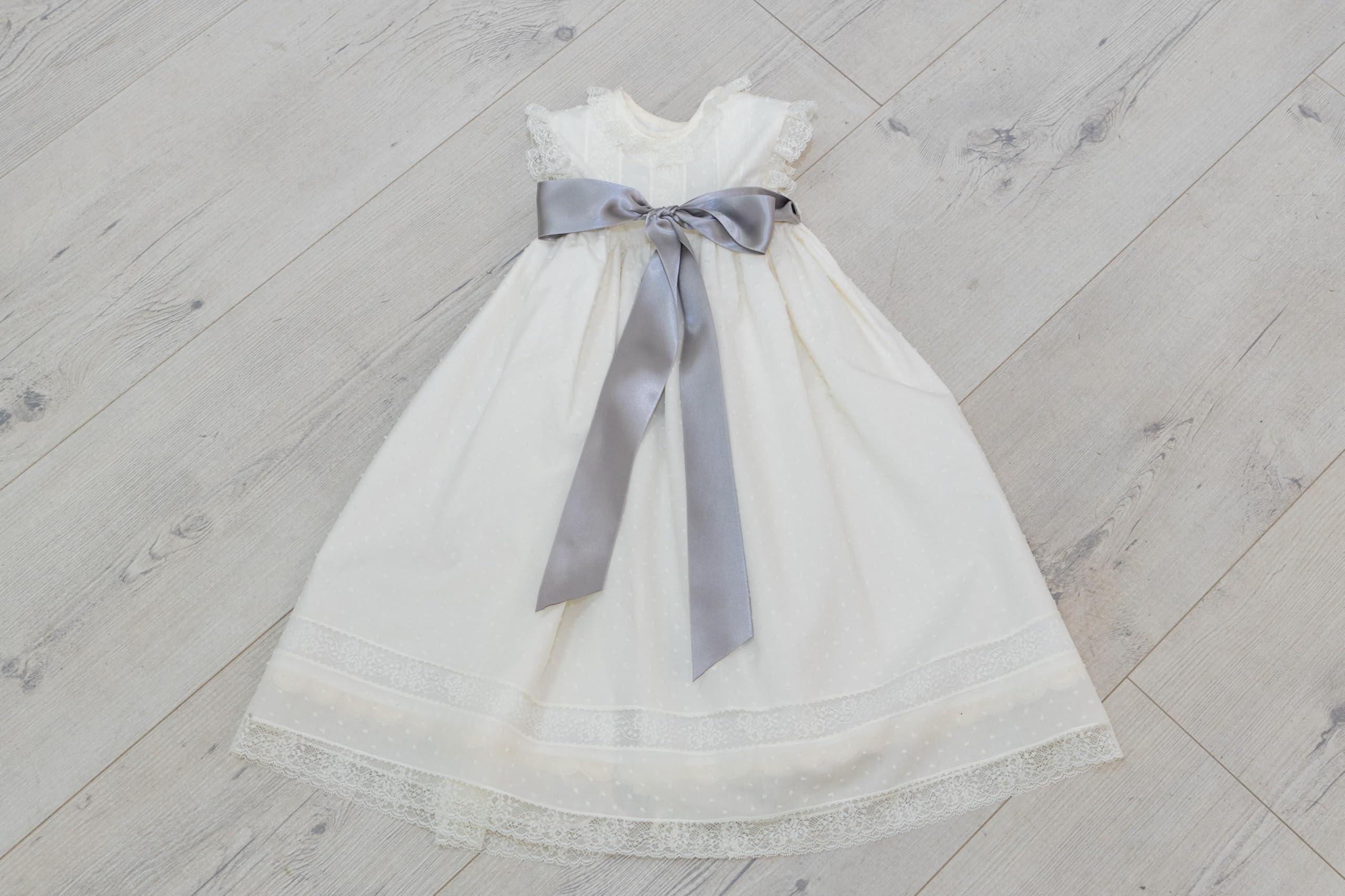 Nenel Traje de bautizo para bebé – Faldón bautismal unisex – Vestido de ceremonia bautismal para bebé – Modelo París