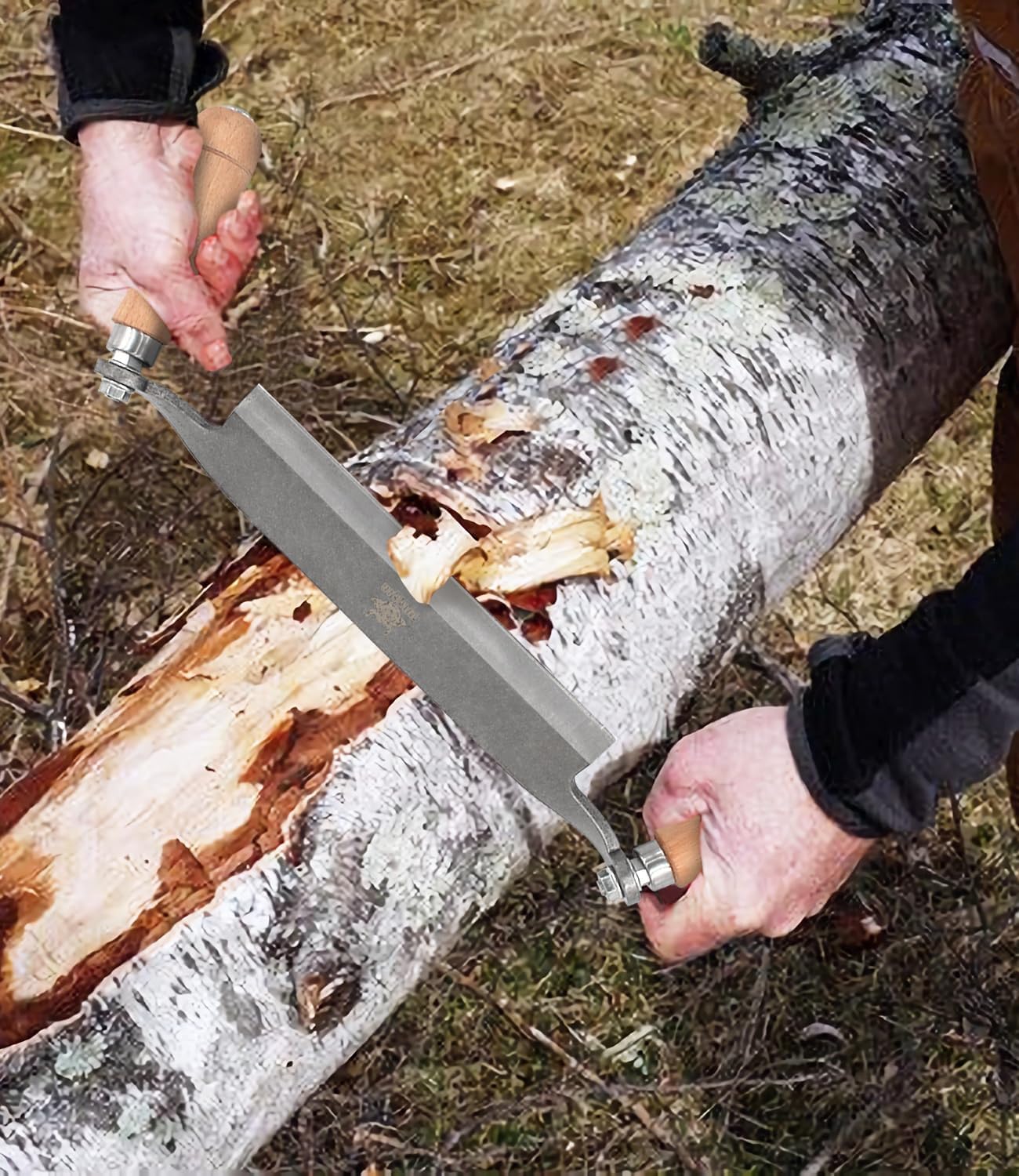 Draw Knife, Straight Debarking Tool No Assembly Required, Overall 15.8"/ 8" Blade Woodworking Tool,1065 Manganese Steel, Ergonomic Solid Wood Handle