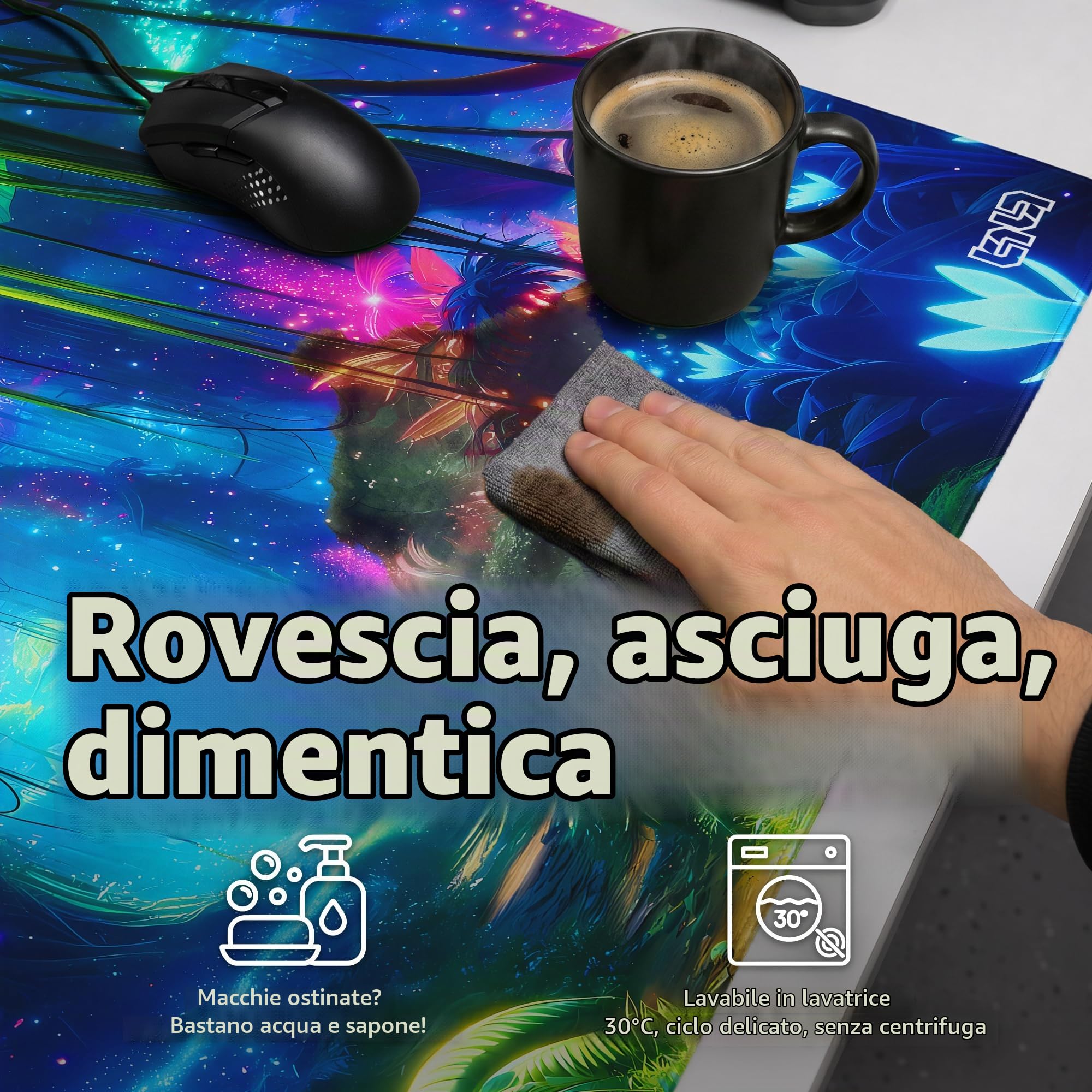Tilt Tappetino Mouse XXL 100x50 cm | Antiscivolo Sottomano Scrivania | Impermeabile Tappetino Mouse Gaming | Accessori Scrivania Ufficio e PC | Tappetino Scrivania Grande (Cosmic Forest)