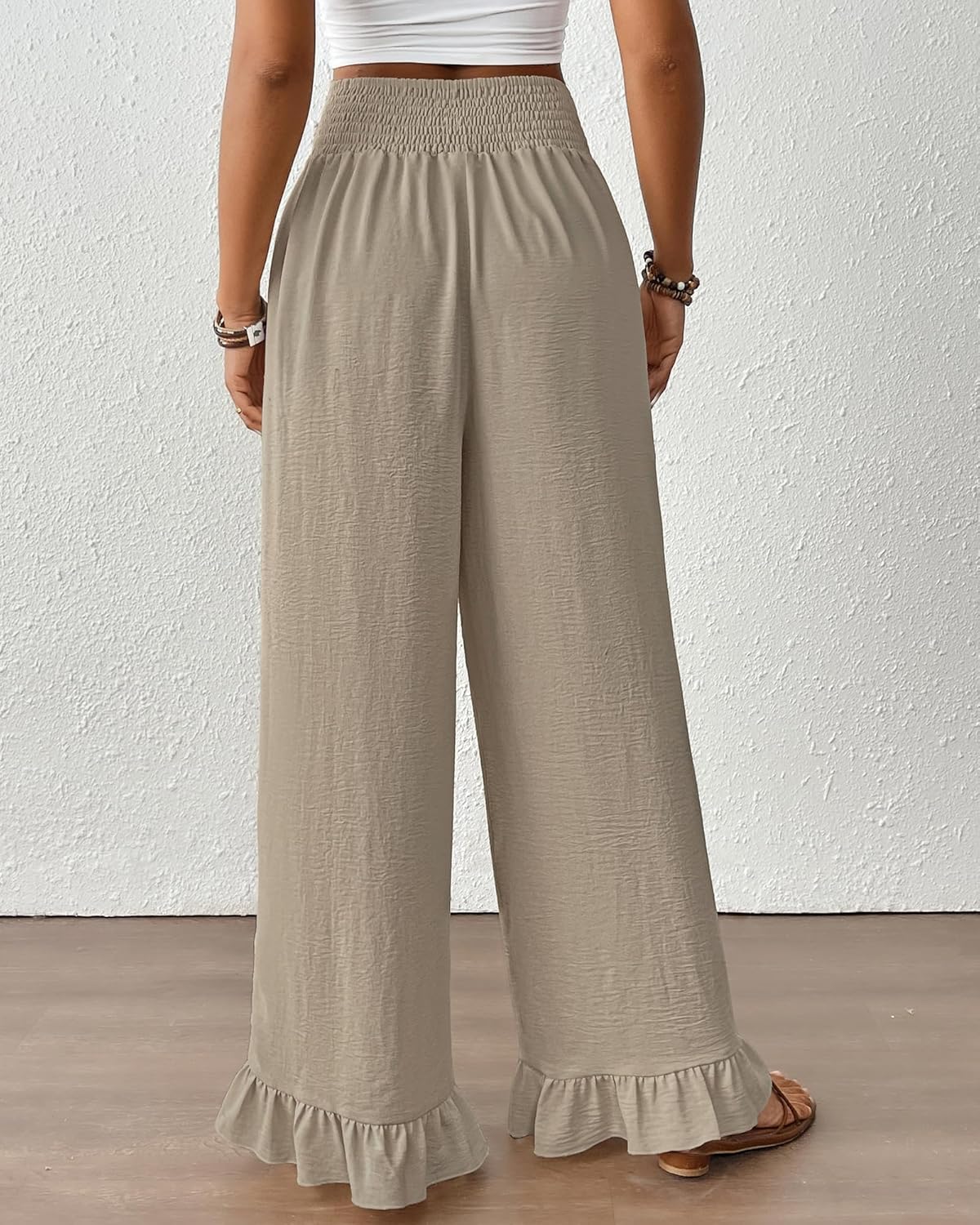 Bsubseach Wide Leg Palazzo Pants for Women High Waist Casual Lounge Trousers Beach Flowy Summer Outfits - Image 6