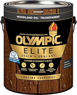 Olympic Elite 1 Gal. Mahogany Woodland Oil Transparent Exterior Stain and Sealer in One Low VOC