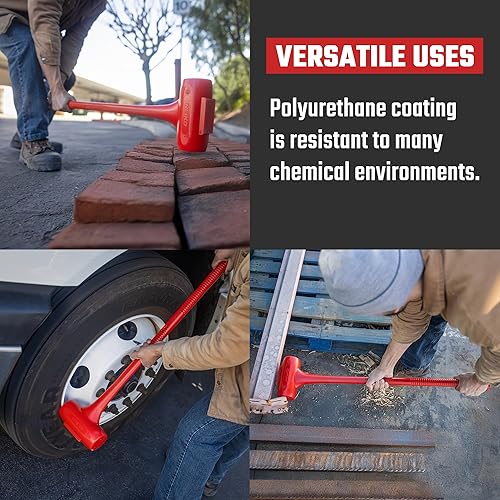 Miniatura 10 de NEIKO 02849A - Martillo de soplado muerto de 4 libras naranja neón  Moldeado unibody  Agarre a cuadros  Resistente a chispas y rebote