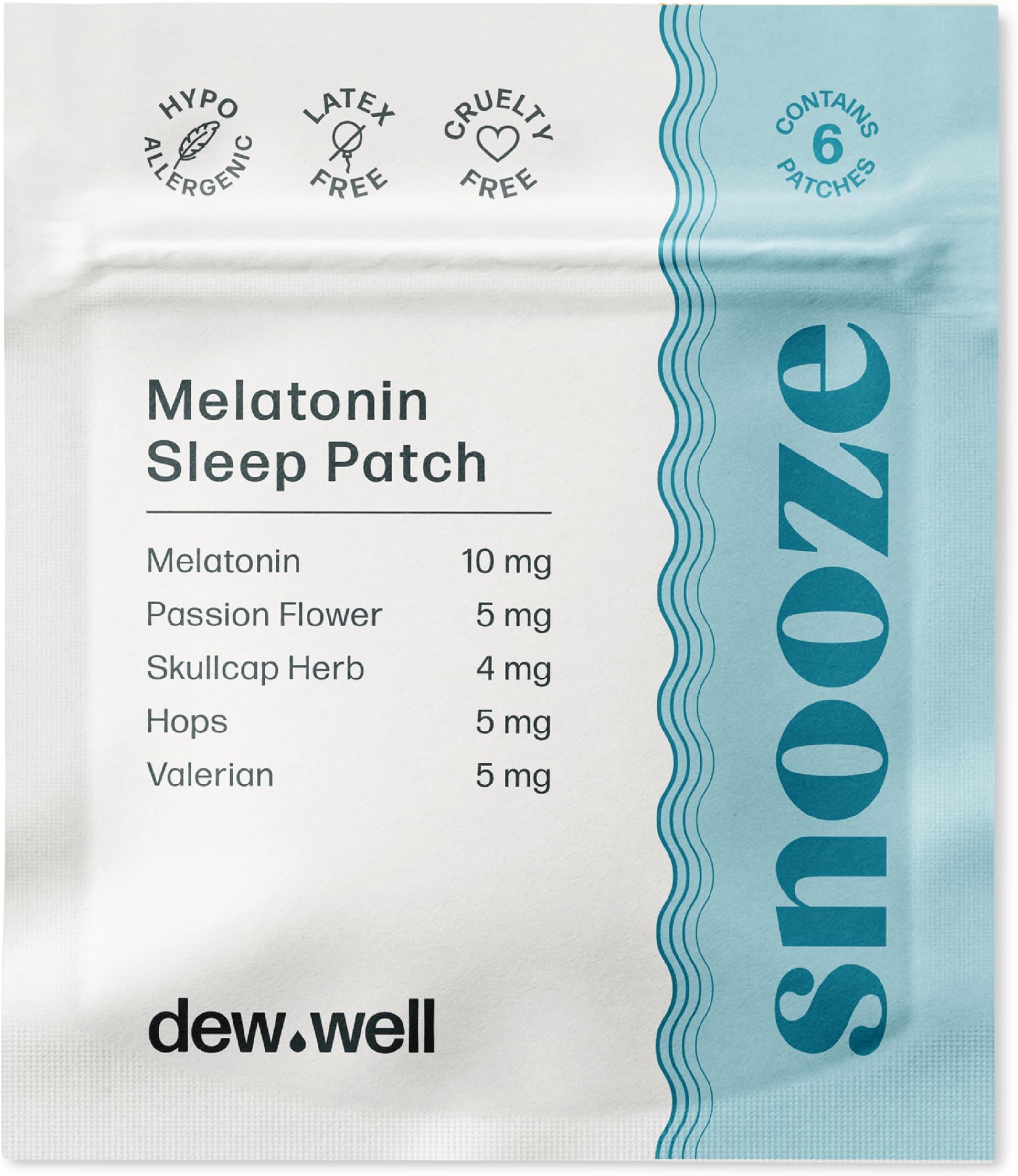 Dew Well 6 Pack Snooze Melatonin Sleep Patch, with Melatonin to Support Natur...