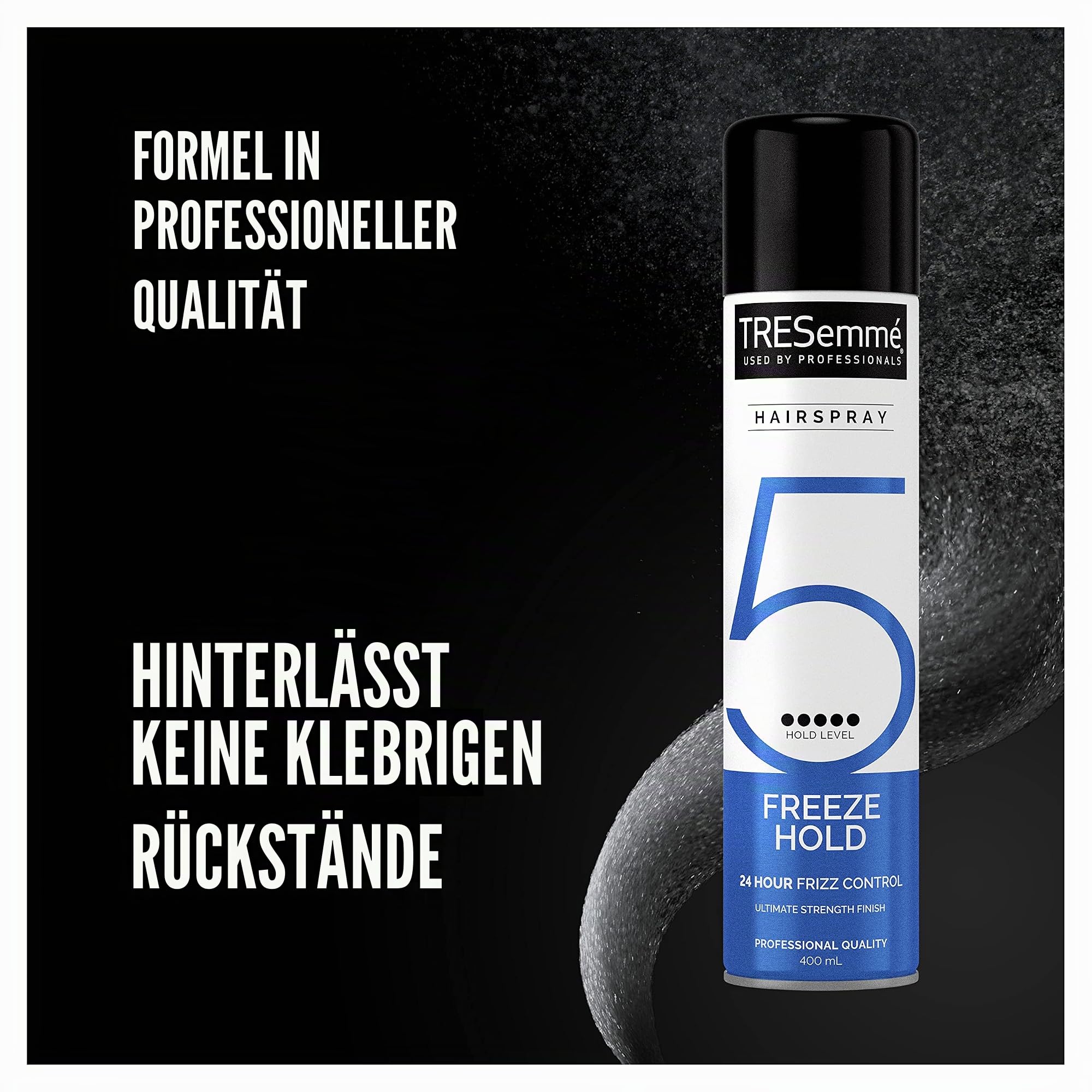 TRESemmé Freeze Hold Haarspray – 24 Stunden Frizz Control, extra starker Halt & keine klebrigen Rückstände oder Steifheit – langanhaltendes, feuchtigkeitsbeständiges Styling für glatte, lockige oder