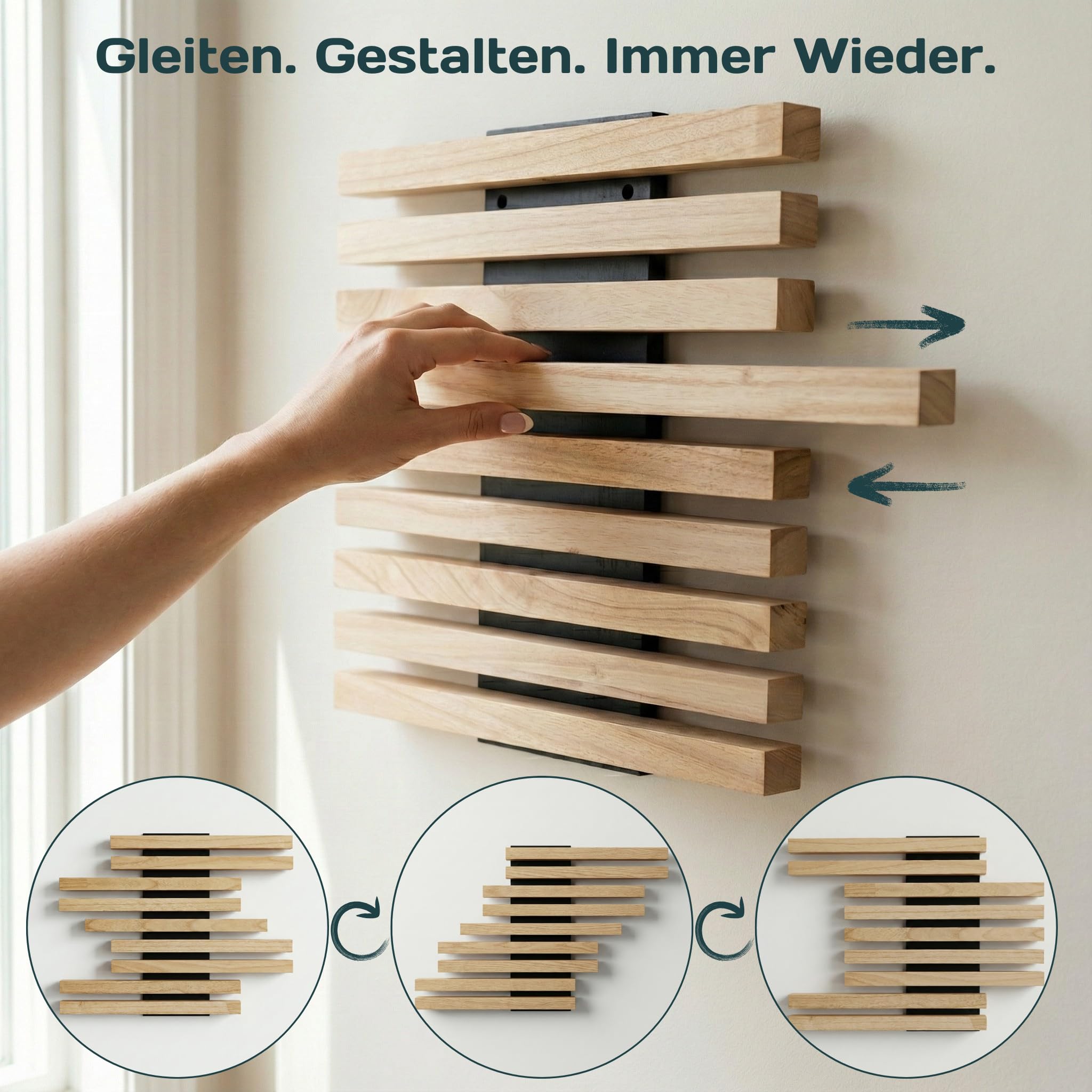 Wandregal Holz Hängend - Modulares Bücherregal Set aus Massivholz - Schwebendes Regalbrett für Wohnzimmer, Küche & Bad - Vintage Deko & Pflanzen Ablage