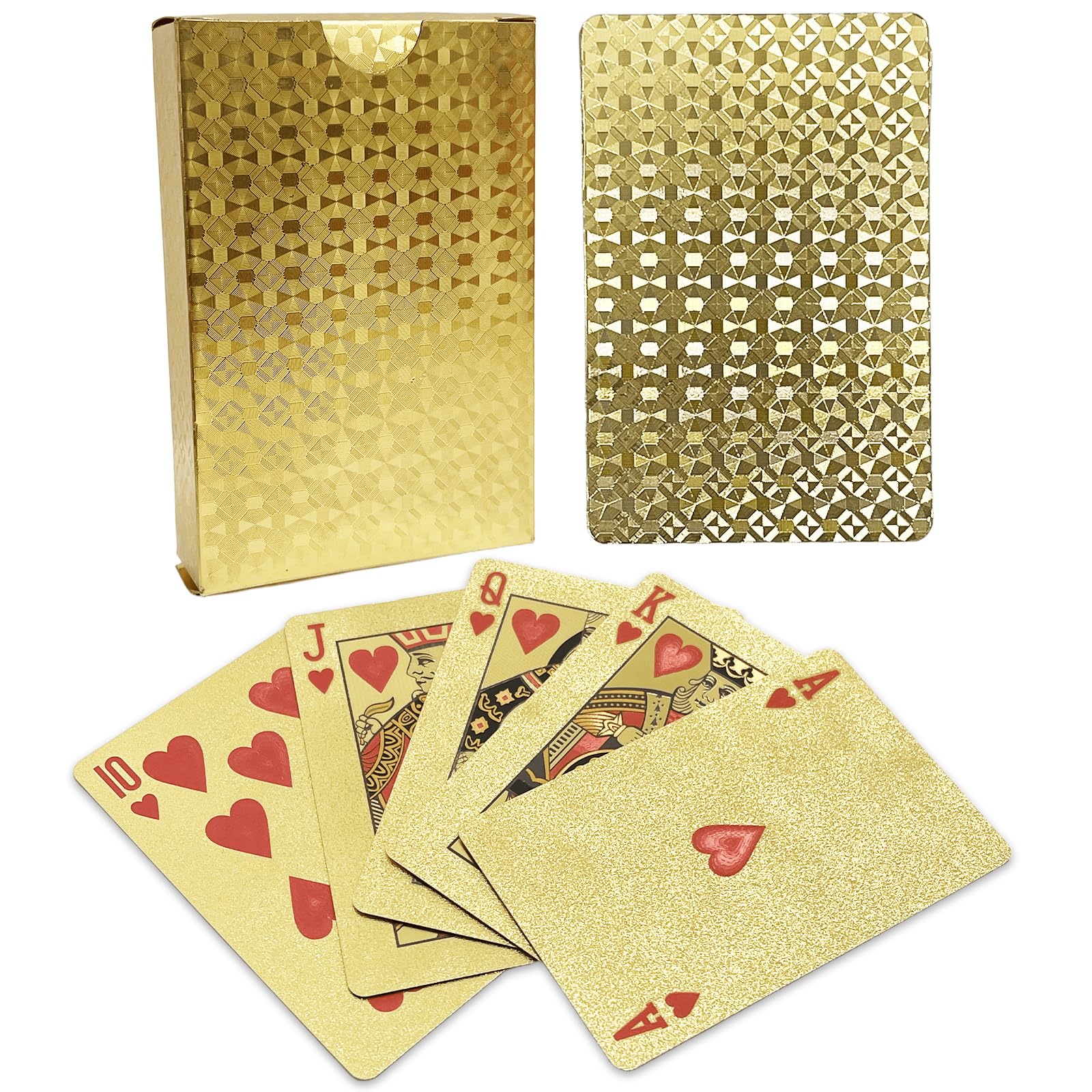 WJIASI Plastic Playing Cards - Waterproof, Washable Deck of Cards (UK), Gold, 6 cm x 9 cm x 2 cm