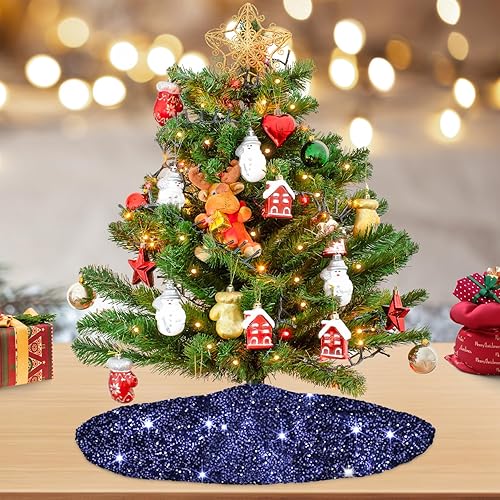 Miniatura 66 de MODFUNS Falda roja para árbol de Navidad de 46 pulgadas, falda grande para árbol de Navidad, con lentejuelas, falda bordada, lujosa alfombra redonda