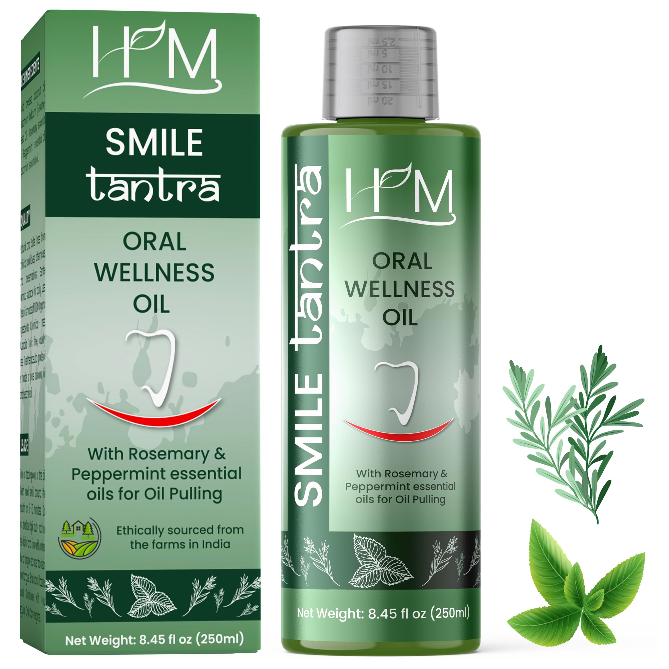 Smile Tantra Oil Pulling with Rosemary & Peppermint Essential Oils for Oral Health, Healthy Teeth and Gums, Alcohol Free Mouthwash, Teeth Whitening, Helps with Bad Breath and Freshens Mouth