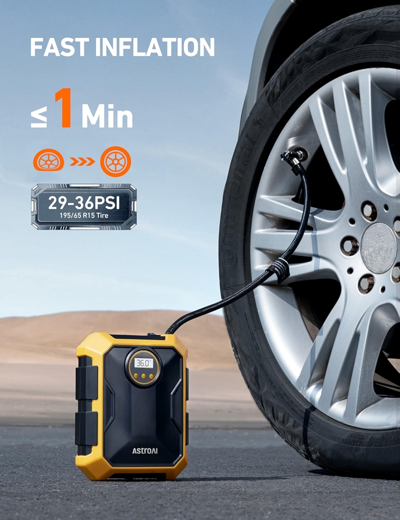 AstroAI K22 Compresor Aire Portátil de 100 PSI ‎Amarillo